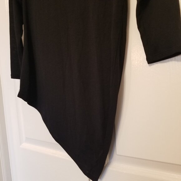 Armani Exchange Asymmetrical Hem Black Long Sleeve Top Small Wool Shirt/Dress S - Picture 5 of 12